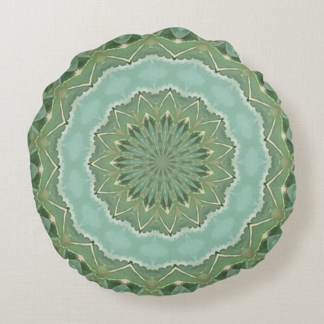 Succulent Mandala Round Cushion (Back)