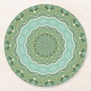 Succulent Mandala Round Paper Coaster