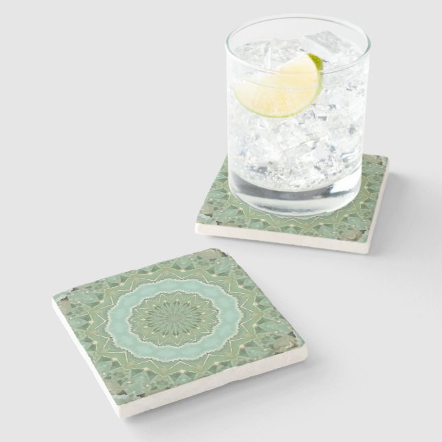 Succulent Mandala Stone Coaster (Side)