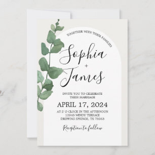 Succulent Modern Arch Wedding Invitation