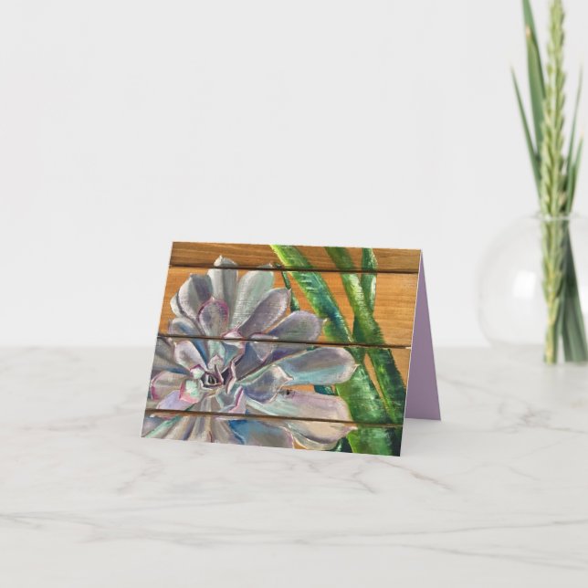 Succulent on Wood Card (Front)