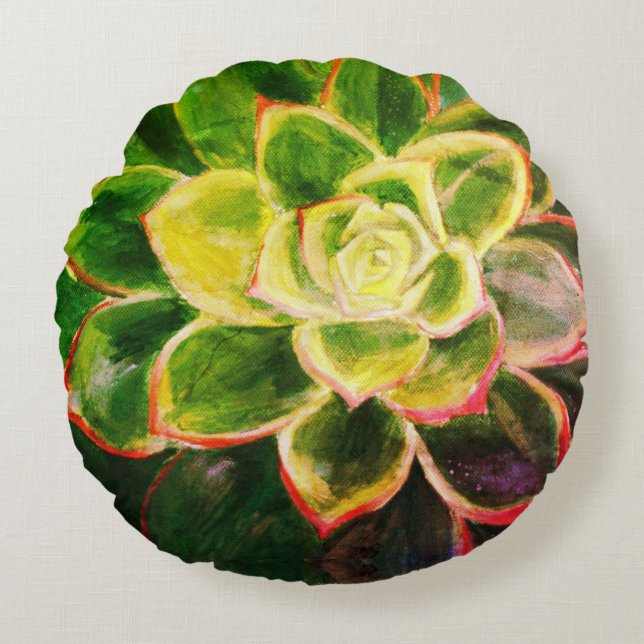 Succulent Painting Throw Cushion (Front)
