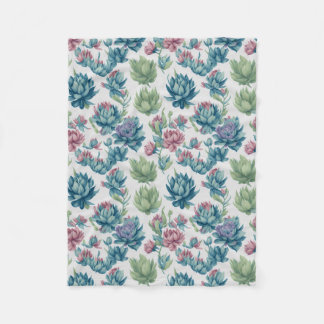 Succulent Pattern Fleece Blanket