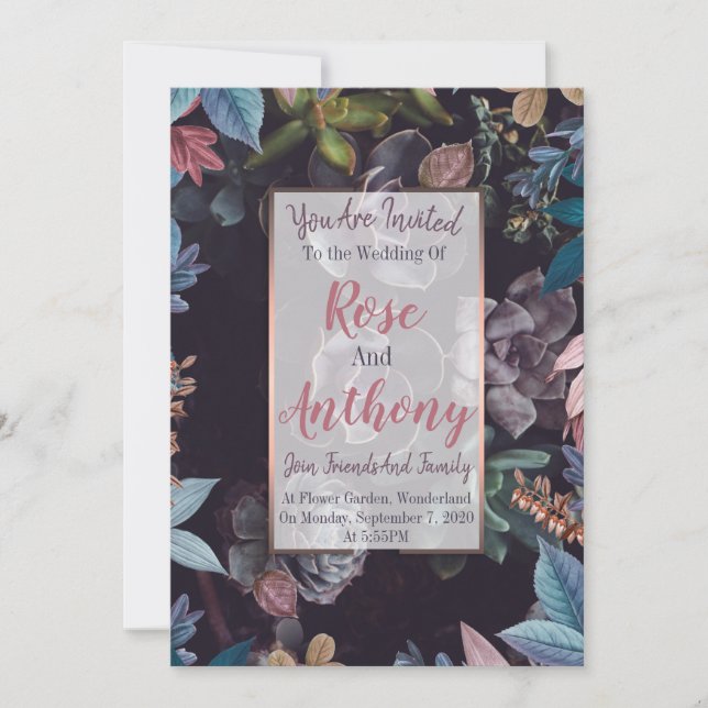 Succulent pattern invitation (Front)