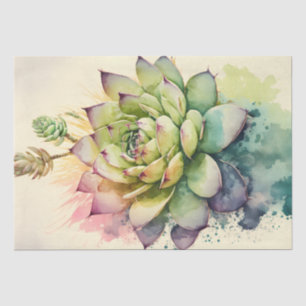 Succulent Plant Floral Decoupage Watercolor Tissue Paper