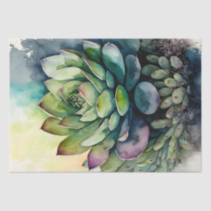 Succulent Plant Floral Decoupage Watercolor Tissue Paper