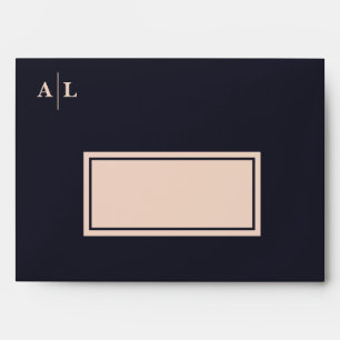 Succulent Plant Monogram Black Wedding Invitation Envelope