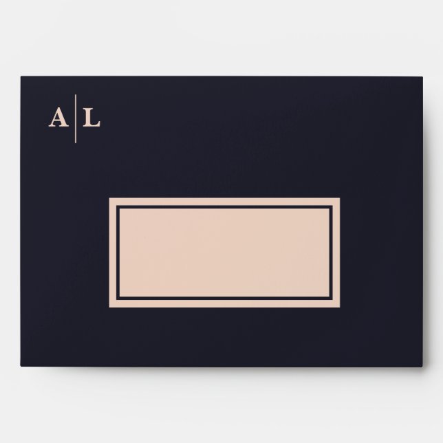 Succulent Plant Monogram Black Wedding Invitation Envelope (Front)