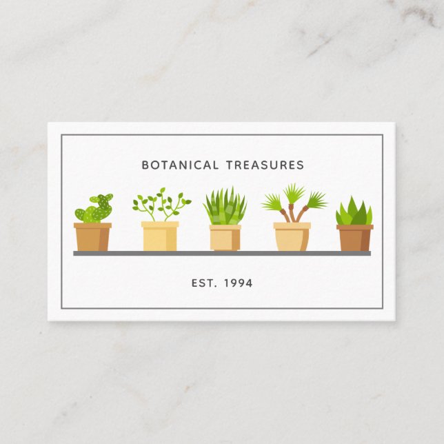 Succulent Plant Nursery Modern Garden Botanist Business Card (Front)