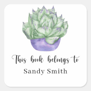 Succulent plant - This book belongs to Square Sticker