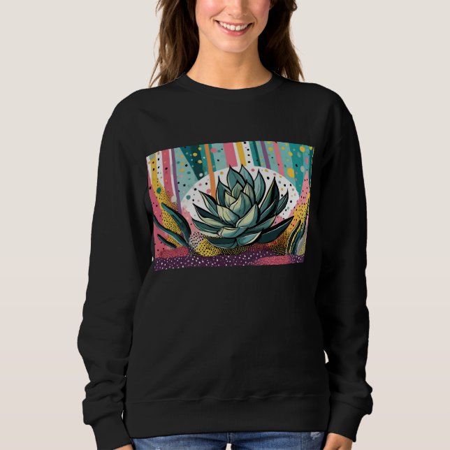 Succulent plant with colourful dots sweatshirt (Front)