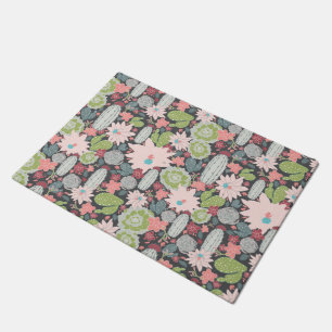 Succulent Plants And Cactus In Greens And Pinks Doormat