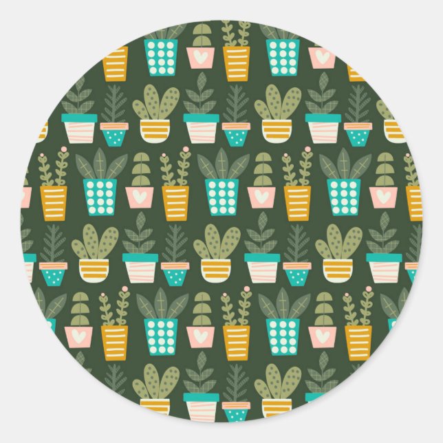 Succulent Plants Classic Round Sticker (Front)