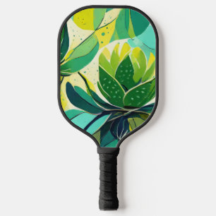 Succulent plants in green and yellow pickleball paddle