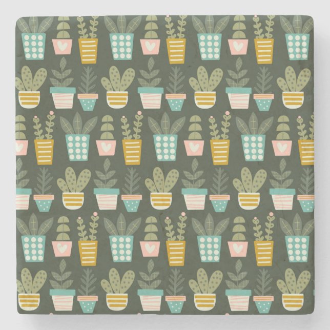 Succulent Plants Stone Coaster (Front)