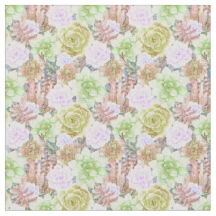 Succulent Plants   Watercolor Painting Fabric