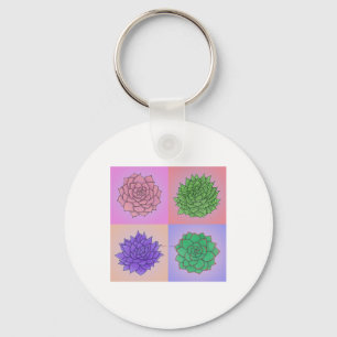 Succulent Pop Art Sticker Key Ring