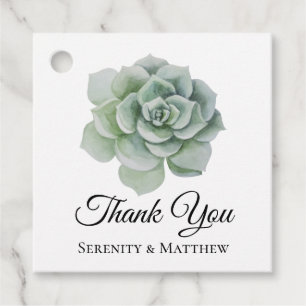 Succulent Sage Green Floral Boho Wedding Thank You Favour Tags