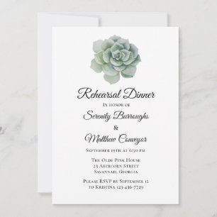 Succulent Sage Green Floral Rehearsal Dinner Invitation
