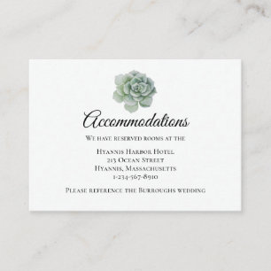 Succulent Sage Green Floral Wedding Accommodations Enclosure Card