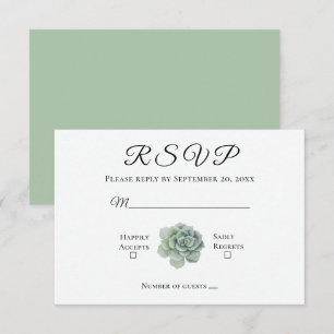 Succulent Sage Green Rustic Floral Wedding RSVP Card