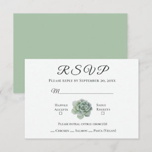 Succulent Sage Green Rustic Floral Wedding RSVP Card