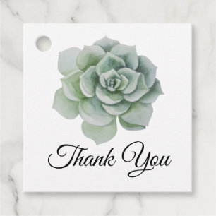 Succulent Sage Watercolor Floral Wedding Thank You Favour Tags
