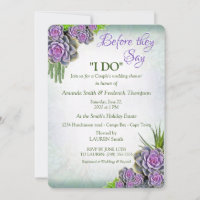 Succulent Sea Green,Violet Bouquet Wedding Shower