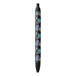 Succulent Seamless Pattern Black Ink Pen