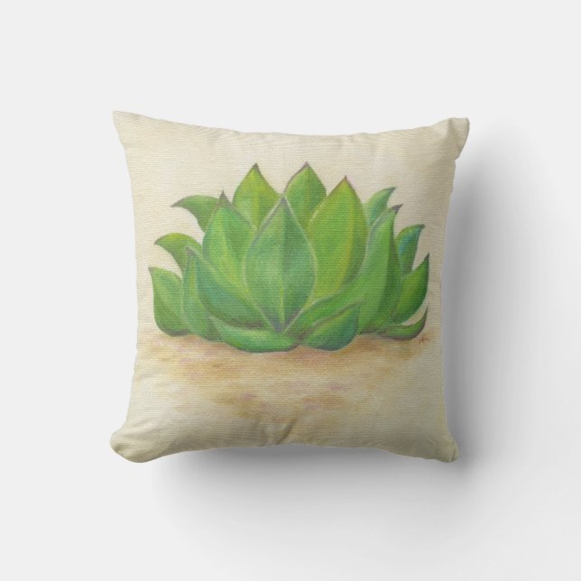 Succulent sempervivum throw pillow (Front)