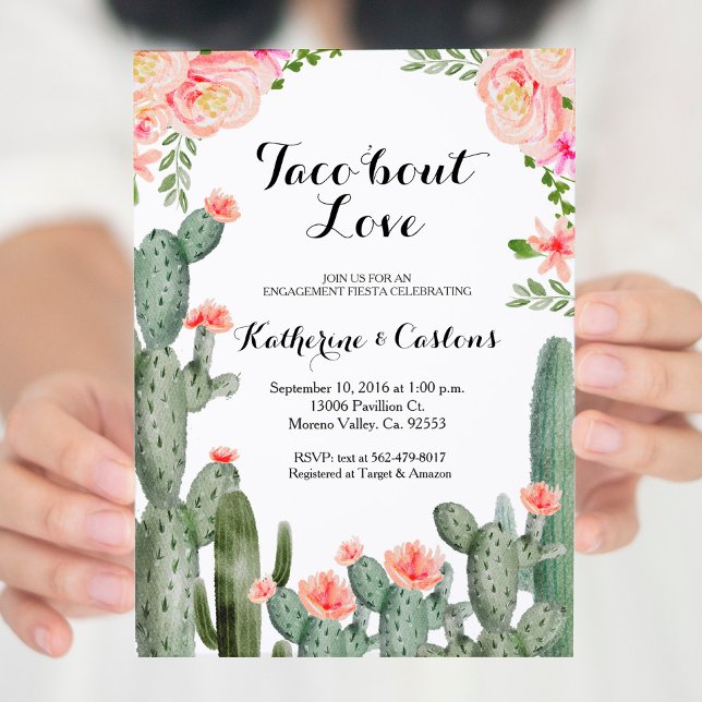 Succulent Taco Bout Love engagement party cactus Invitation (Creator Uploaded)