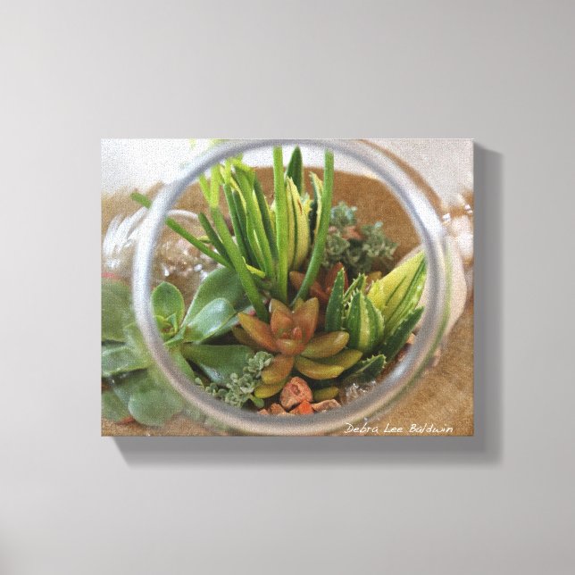 Succulent Terrarium Poster by Debra Lee Baldwin Canvas Print (Front)