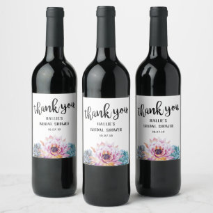 Succulent Thank You Wine Label