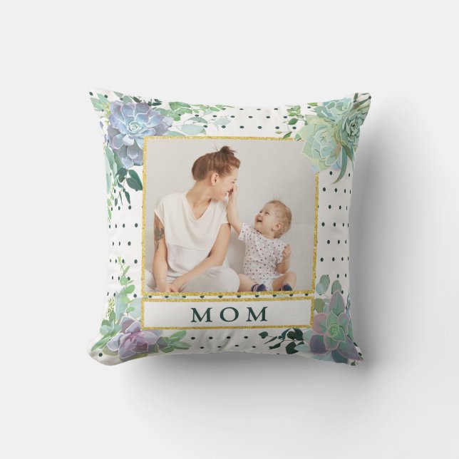 Succulent Theme Mum Photo Pillow (Front)