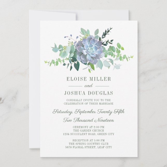 Succulent Theme Wedding Invitation (Front)