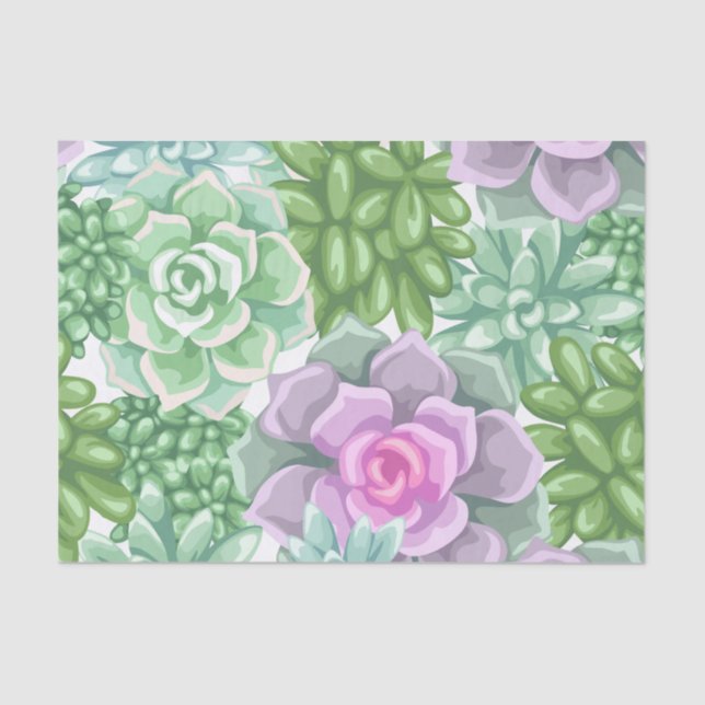 Succulent Tissue Paper Decoupage Furniture Decor (Front)