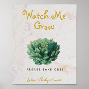 Succulent Watch Me Grow Baby Shower Botanical Poster
