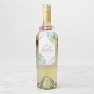 Succulent watercolor art green pink wedding custom bottle tag