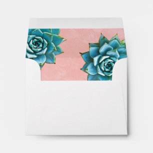 Succulent Watercolor Blush Lace Envelope