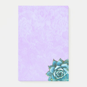 Succulent Watercolor on Lavender Lace Post-it Notes