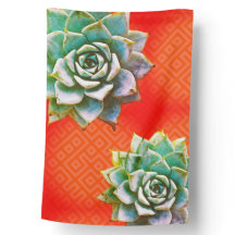 Succulent Watercolor on Orange Flag