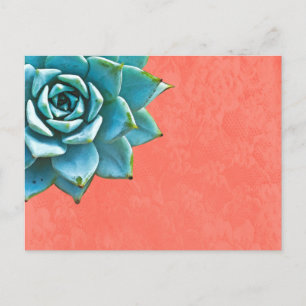 Succulent Watercolor Orange Lace Postcard
