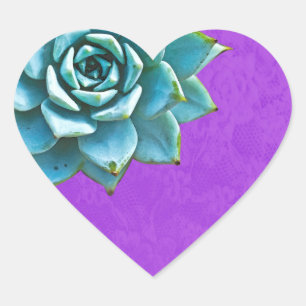 Succulent Watercolor Purple Lace Heart Sticker