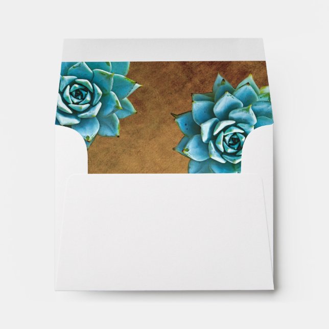 Succulent Watercolor Rustic Brown Envelope (Back (Bottom))
