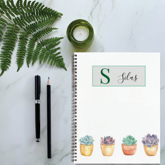 Succulent Watercolor Spiral Notebook