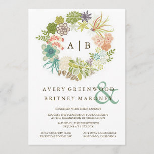Succulent Watercolor Wedding Invitation