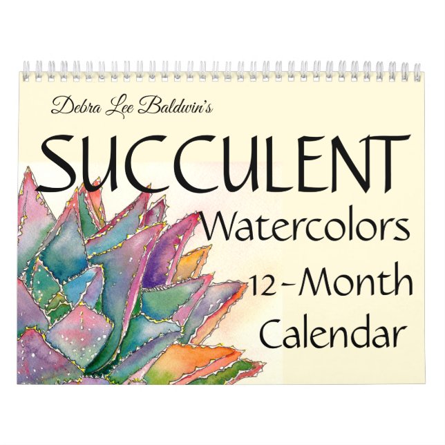 Succulent Watercolors 12-Months #4  Calendar (Cover)