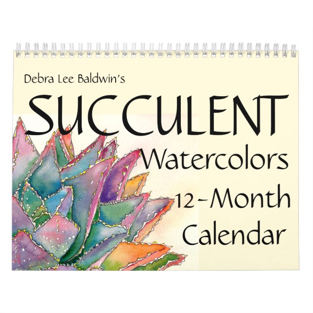 Succulent Watercolors 12-Months #4  Calendar (Cover)