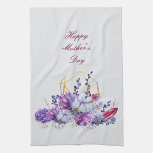 Succulent Watercolors Happy Mother's Day   Kitchen Tea Towel