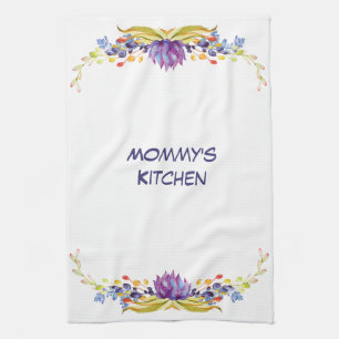 Succulent Watercolors Mommy's Kitchen Tea Towel